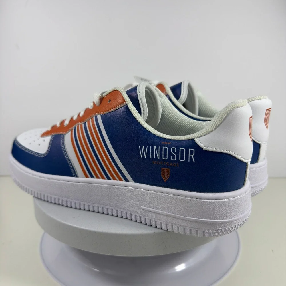 Windsor Mortgage Sneakers Men 10 Blue Orange Stripe Lace Up Low Top